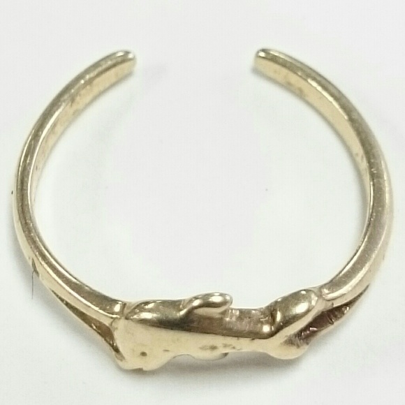 Solid 14k Yellow Gold Dolphin Toe Ring - Picture 3 of 5